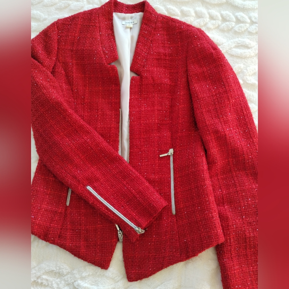 Neiman Marcus Vibrant Red Women's Blazer Small